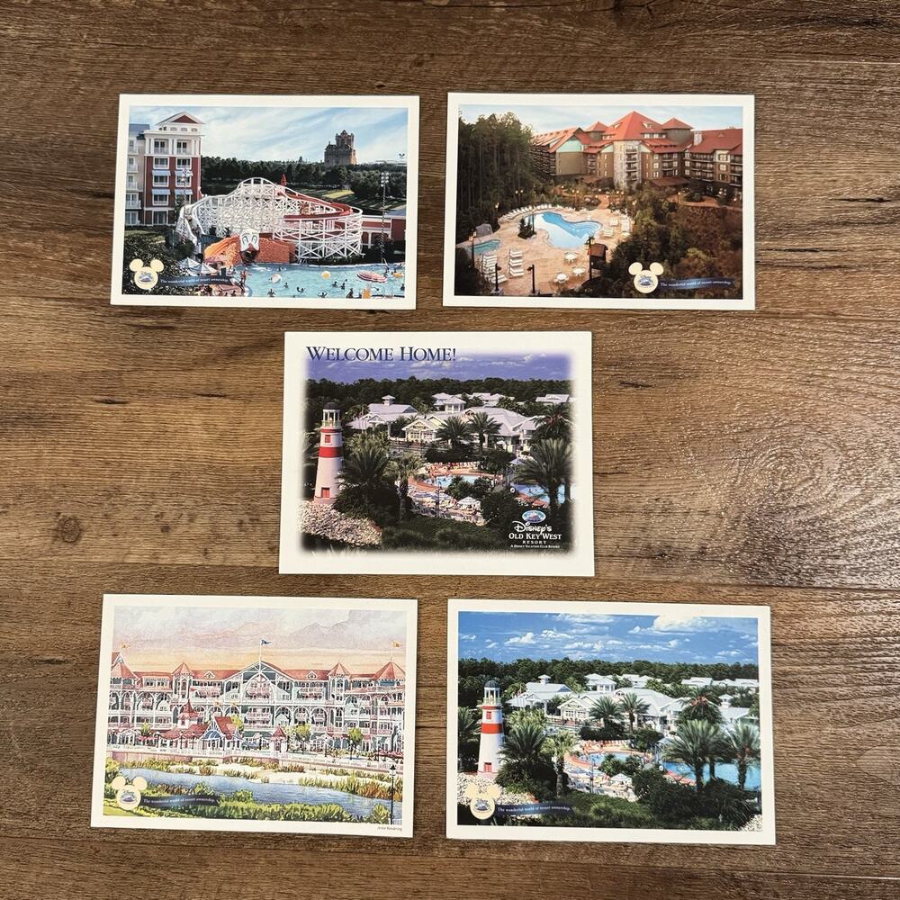 Disney Vacation Club Resort VTG ~7"x5" Postcard Lot of 5 Old Key West Boardwalk